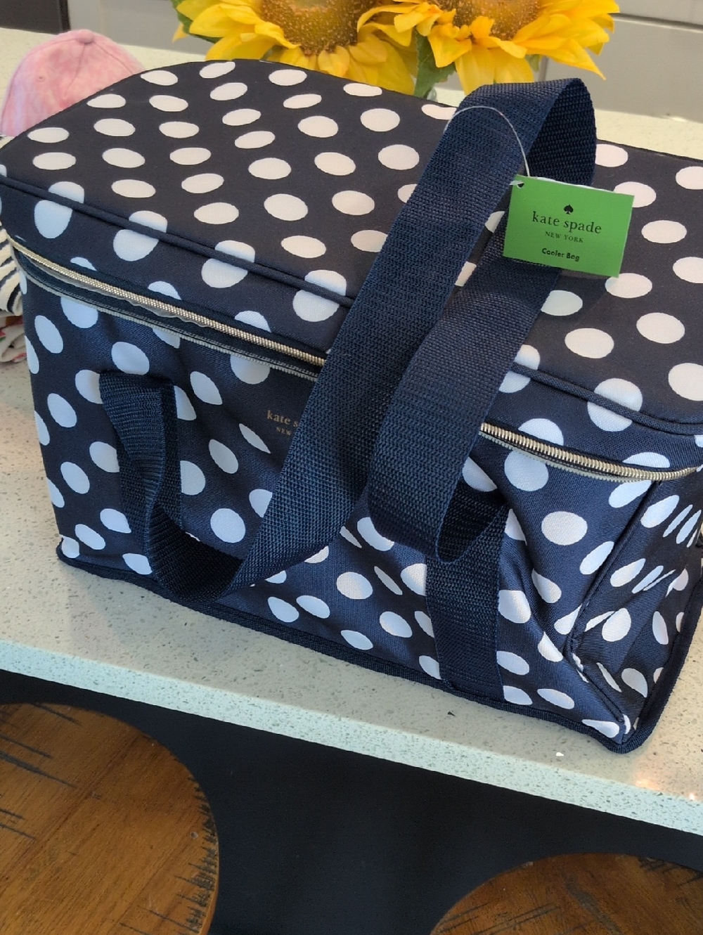 KATE SPADE Navy and White Polka Dot COOLER BAG New With Tags - Picture 4 of 6